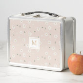Lunch Box Cute Daisies Floral Blossoms & Greenery Monogram (En situation)