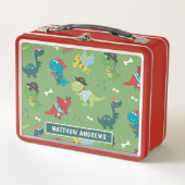 Lunch Box Cute Dinosaur Nom personnalisé Moderne (Devant)