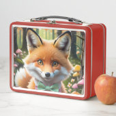 Lunch Box Cute Fox avec arc vert et rose (En situation)