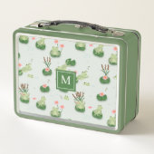 Lunch Box Cute Frogs in Lily Pond Monogrammed Initial (Dos)