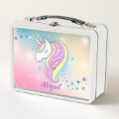 Lunch Box Cute Girl Unicorn Rainbow Sparkle Holographic (Devant)