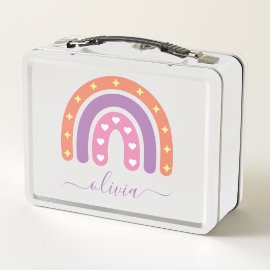 Lunch Box Cute Girls Boho Rainbow Name (Dos)