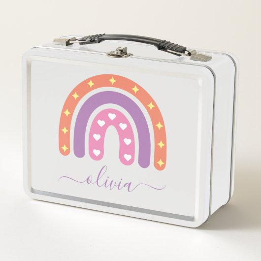 Lunch Box Cute Girls Boho Rainbow Name (Devant)