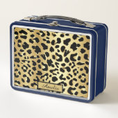 Lunch Box Cute Girly Black & Gold Empreinte de léopard perso (Devant)