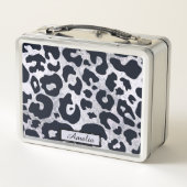 Lunch Box Cute Girly Black & Silver Empreinte de léopard Per (Dos)