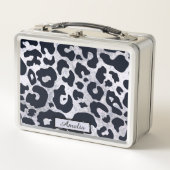 Lunch Box Cute Girly Black & Silver Empreinte de léopard Per (Devant)