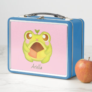 Lunch Box Cute Grenouille verte tenant le biscuit Polvoron m