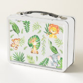 Lunch Box Cute Jungle Animaux Safari Lion Eléphant Singe (Dos)