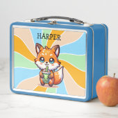 Lunch Box Cute Kawaii Fox avec thé bulle Personnalisé (En situation)
