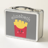 Lunch Box Cute Kawaii Fries françaises avec nom personnalisé (Dos)