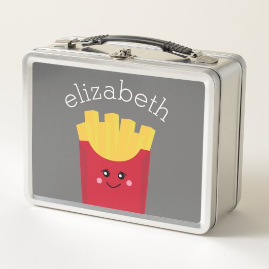 Lunch Box Cute Kawaii Fries françaises avec nom personnalisé (Devant)