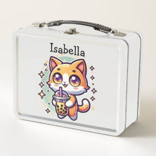 Lunch Box Cute Kawaii Kitten avec thé à bulle Personnalisé