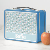Lunch Box Cute kawaii kitty motif azure bleu nom (En situation)