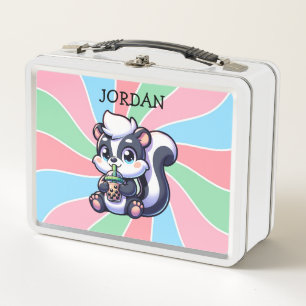 Lunch Box Cute Kawaii Skunk with Bubble Tea Personnalisé