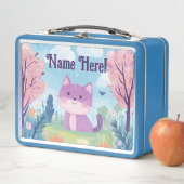 Lunch Box Cute Kitten Nom personnalisé Purple Chat (En situation)