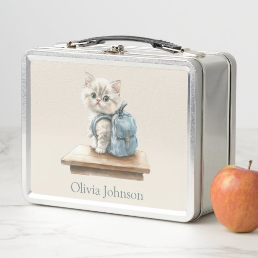 Lunch Box Cute Kitten with Backpack Personalized (En situation)