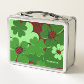 Lunch Box Cute Lady Bug & Clover Feuille Rouge Vert (Dos)