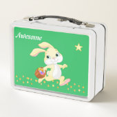 Lunch Box Cute lapin, confettis or et étoile sur vert (Dos)