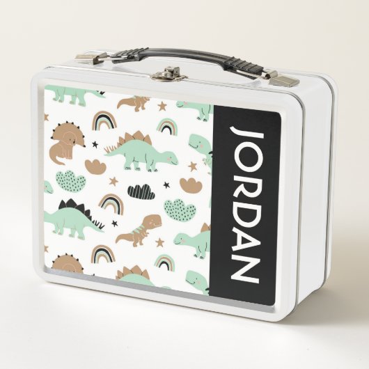 Lunch Box Cute Mint Green Dinosaur Motif (Devant)