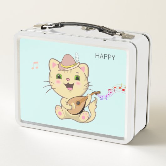 Lunch Box Cute Musical Ginger Caramel Tabby Chat (Dos)