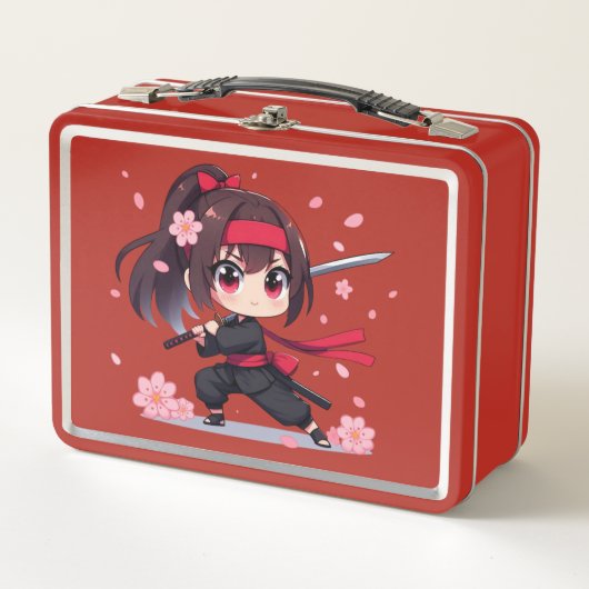 Lunch Box Cute ninja guerrière fille en fleur (Devant)