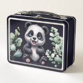 Lunch Box Cute panda porter bleu nom personnalisé (Devant)
