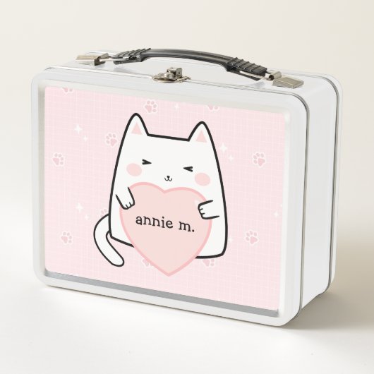 Lunch Box Cute Pastel Chat Rose Kawaii Éperche Kitty (Devant)