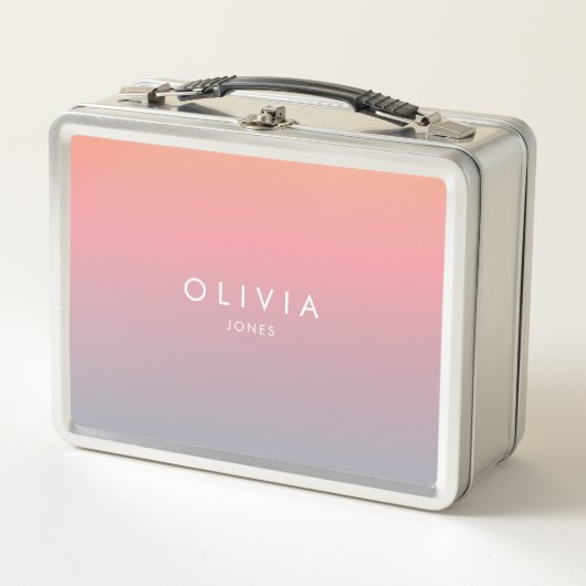 Lunch Box Cute Pink Colorful Ombre Personalized Name (Devant)