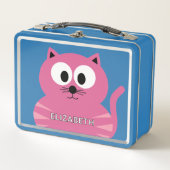 Lunch Box Cute Pink Fat Cat - Custom Name (Devant)