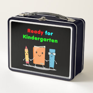 Lunch Box Cute Ready for Kindergarten School Book Dark Color
