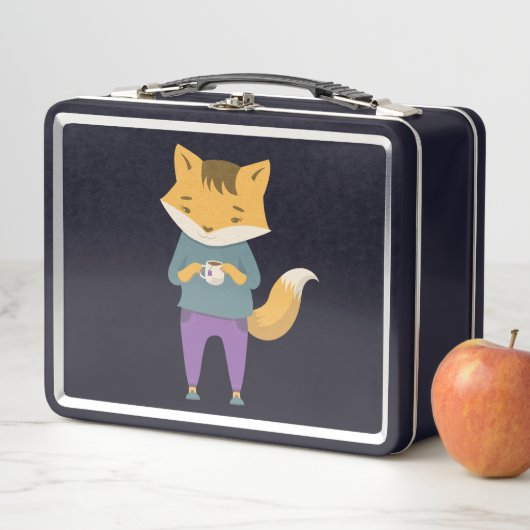 Lunch Box Cute renard avec tasse de thé (En situation)