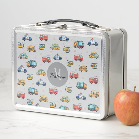 Lunch Box Cute Service Vehicle Personalized (En situation)