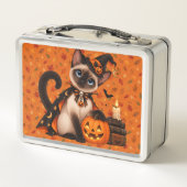 Lunch Box Cute Siamese Cat Witch Halloween (Dos)