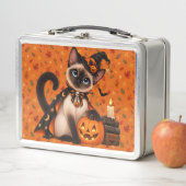 Lunch Box Cute Siamese Cat Witch Halloween (En situation)