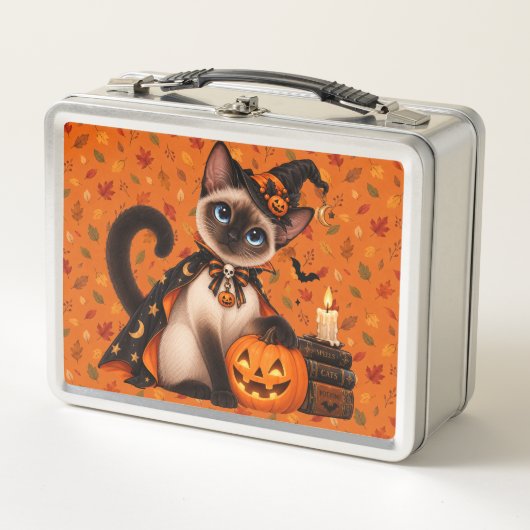 Lunch Box Cute Siamese Cat Witch Halloween (Devant)