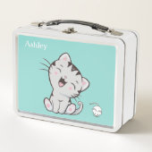 Lunch Box Cute Tabby Chat et souris sur bleu clair (Devant)