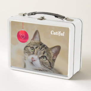 Lunch Box Cute Tabby Kitty Chat et Boule Rouge