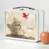 Lunch Box Cute Tabby Kitty Chat et Red Bird (En situation)