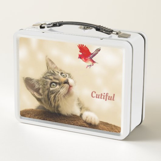 Lunch Box Cute Tabby Kitty Chat et Red Bird (Dos)
