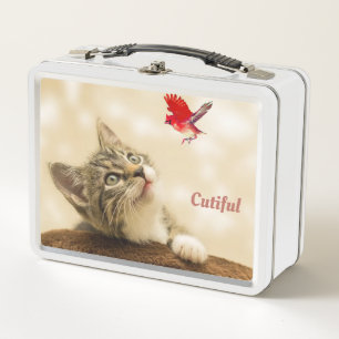 Lunch Box Cute Tabby Kitty Chat et Red Bird