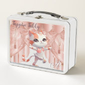 Lunch Box Cute Tap Dancing Tabby Chat Monogramme Personnalis (Devant)