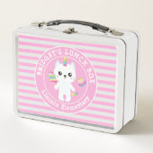 Lunch Box Cute Unicorn - Chat Rose rayé Filles personnalisée (Devant)