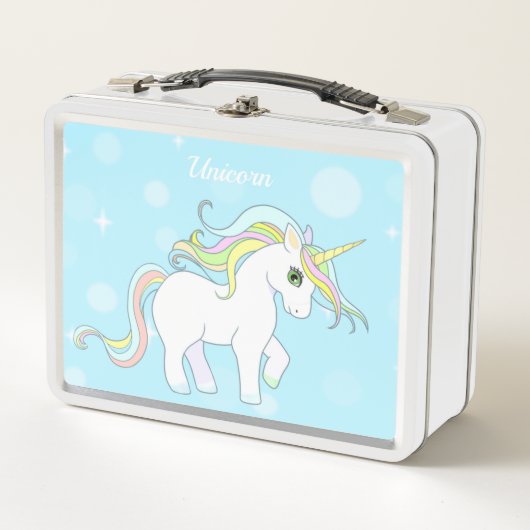Lunch Box Cute Unicorn sur bleu clair (Devant)