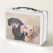 Lunch Box Dachshund (Smooth) Peinture - Art Chien original (Dos)