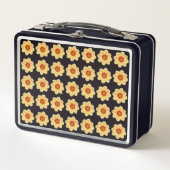 Lunch Box Dahlia jaune motif floral sur noir (Devant)