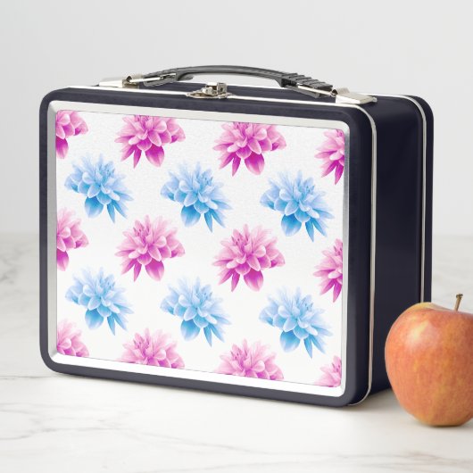 Lunch Box Dahlia Rose, Dahla Bleue, Motif Floral, Fleurs (En situation)