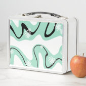 Lunch Box Daisy Groove en vert, noir et blanc (En situation)