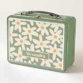 Lunch Box Daisy Time Retro Contemporain Sage Floral Pattern (Devant)