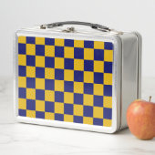 Lunch Box Damier Bleu Nuit et Jaune Moutarde (En situation)