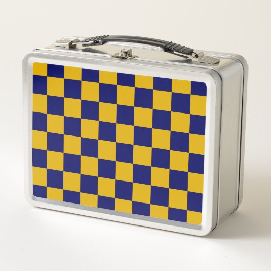Lunch Box Damier Bleu Nuit et Jaune Moutarde (Devant)